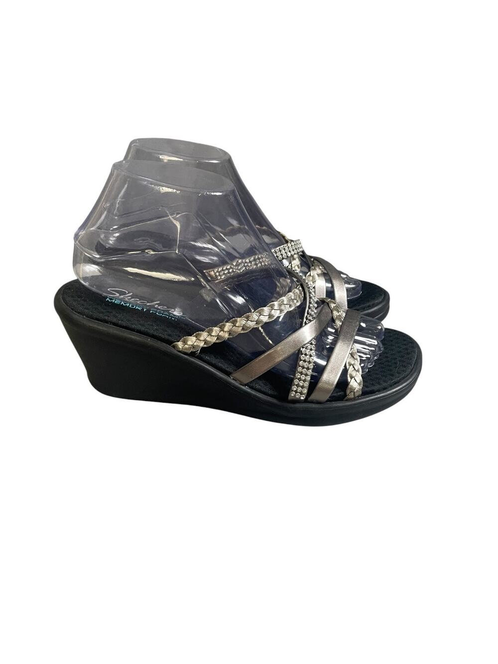 Skechers Women’s Rumblers Wild Child Wedge Sandals W/ Rhinestone Accents Size-8